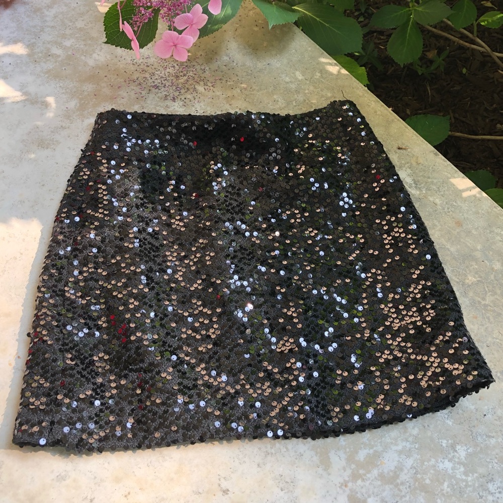 Kenar Sequin Lined Black Party Fun Skirt - Size 10